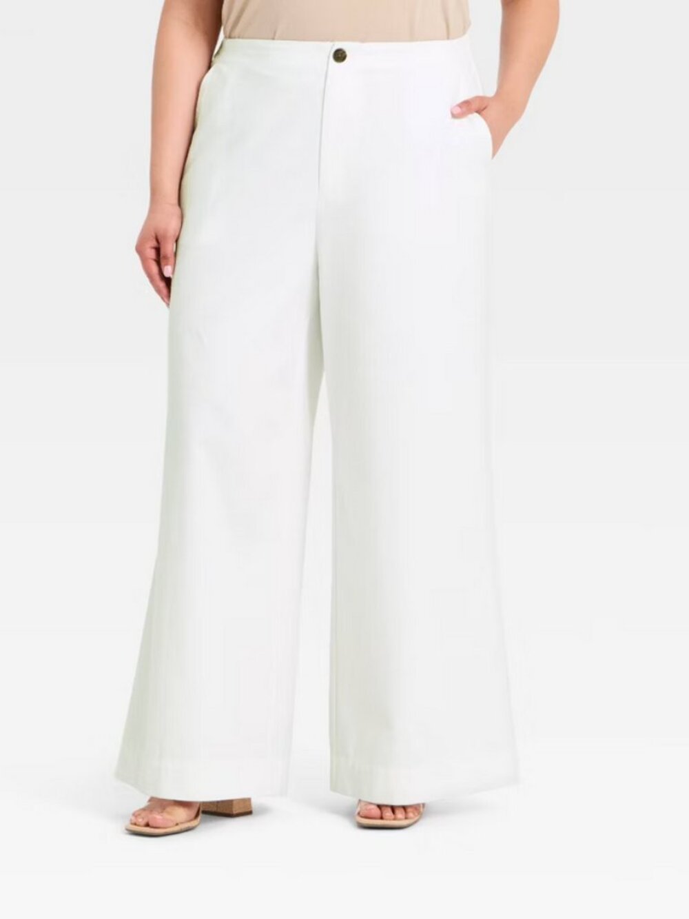 Women's Faux Linen Trousers - A New Day™ White 10